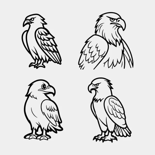 Χαριτωμένο Ζώο Αετός Κινουμένων Σχεδίων Απλή Διανυσματική Απεικόνιση Απομονωμένη — Διανυσματικό Αρχείο