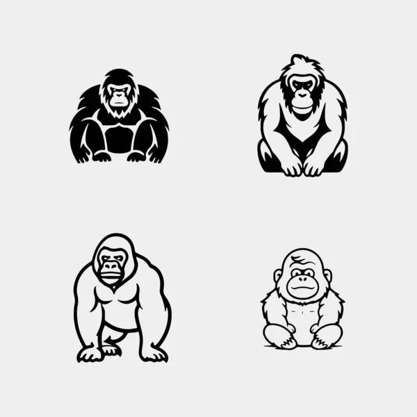 Conjunto Dibujos Animados Gorila Bebé Con Diferentes Poses Expresiones — Archivo Imágenes Vectoriales
