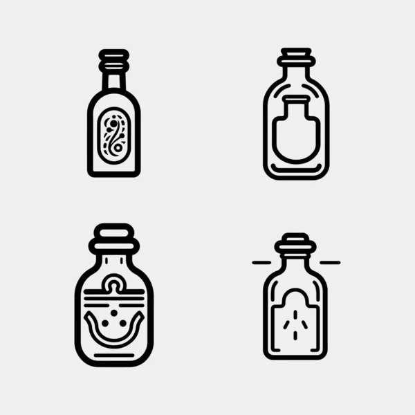 Set Von Flaschen Icon Design Konzept Isoliert Auf Weiß — Stockvektor