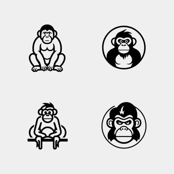 Roztomilé Malé Opice Izolované Bílém — Stockový vektor
