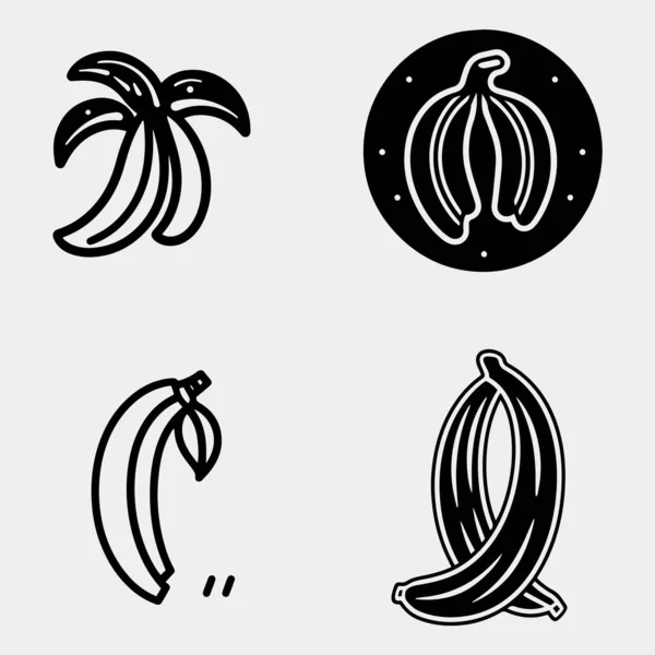 Bananuppsättningen Vektorritning Isolerade Handdragna — Stock vektor