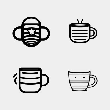 Beyaz arkaplanda izole edilmiş fincan logosu fikir vektörü