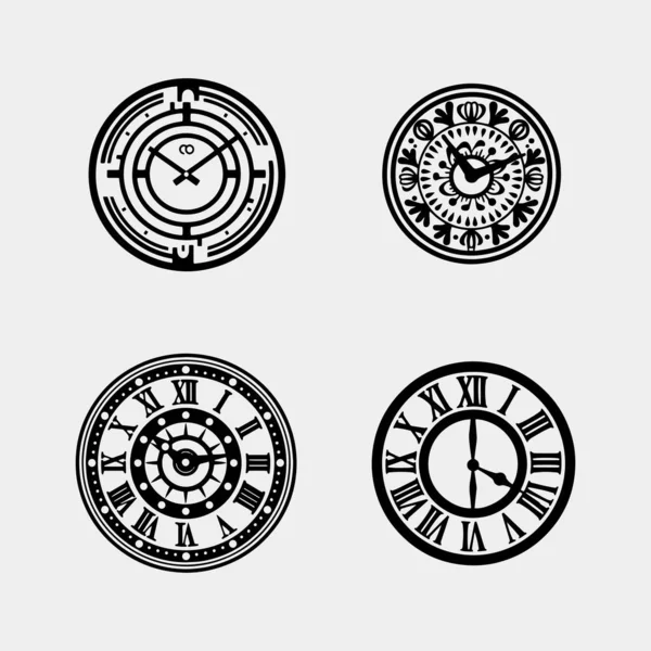 Ensemble Horloges Murales Vecteur Isolé Sur Fond Blanc — Image vectorielle