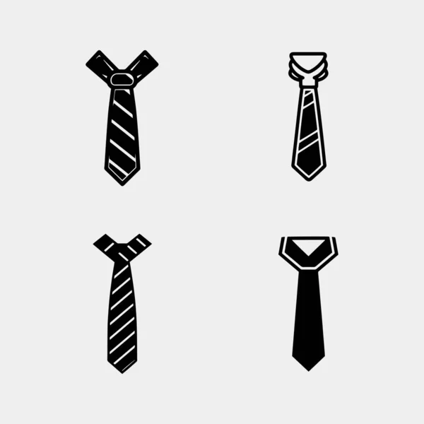 Tie Black Silhouettes Vector Isolated White Background — Stock Vector