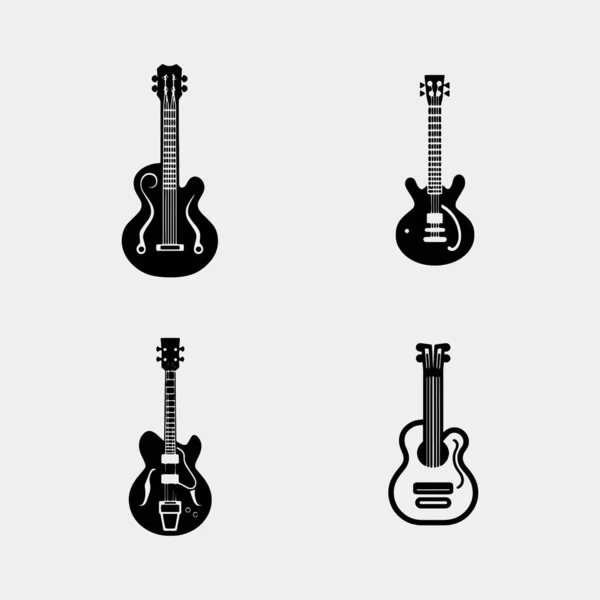 Набор Гитарных Икон Музыкальный Инструмент Векторная Иллюстрация — стоковый вектор