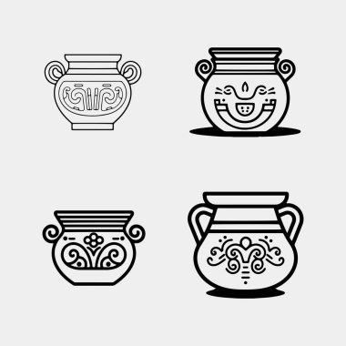 Yunan sembolleri Yunanistan 'ın Yunan sütun çizimi ve ana çizgisi illüstrasyonunu simgeliyor