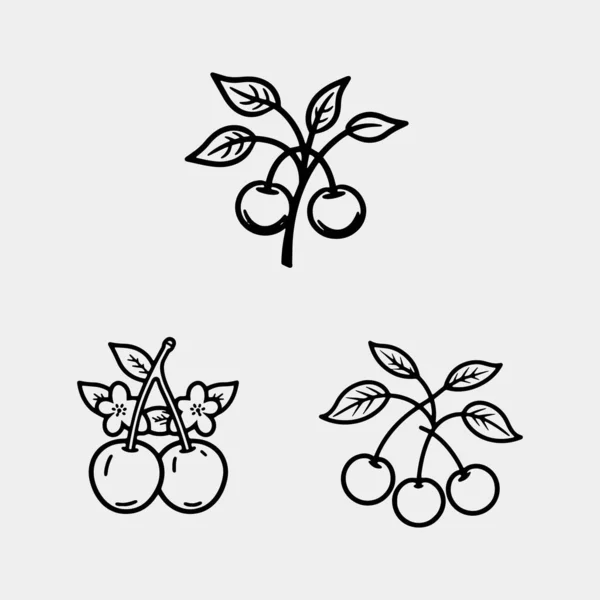 Illustration Vectorielle Dessinée Main Cerisier — Image vectorielle