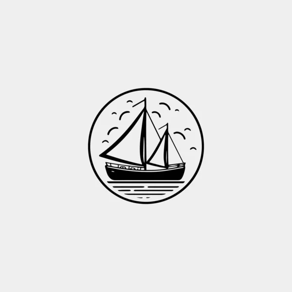 Λογότυπο Φορέα Ενός Πλοίου Στον Ωκεανό — Διανυσματικό Αρχείο