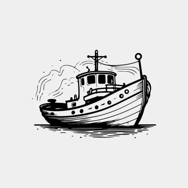 Okyanustaki Bir Geminin Vektör Logosu — Stok Vektör