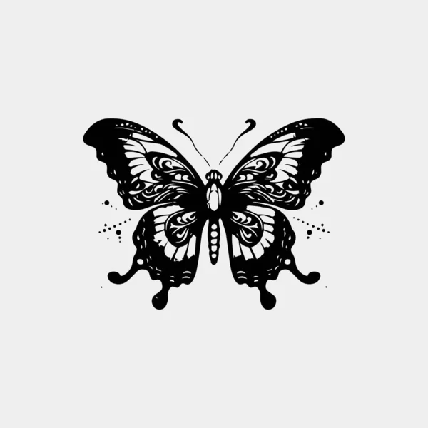 Векторная Бабочка Черно Белая Бабочка — стоковый вектор