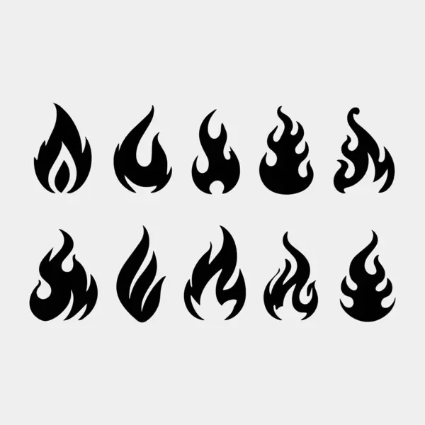 Beyaz arkaplanda ateş simgeleri oluşturuldu. vektör.