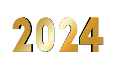 Yeni Yıl 2024 Kutlama Posteri, Bayrak ya da Tebrik Kartı Yaratıcı Tipografi Tasarımı, Mutlu Noeller ve Mutlu Yıllar Dilerim.