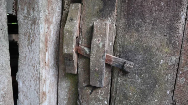 Régi Fából Készült Ajtózár Hagyományos Fából Készült Ajtózár — Stock Fotó