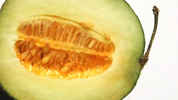 Fresh Melon White Background Isolated Copy Space Fresh Organic Cantaloupe — Stock Photo, Image