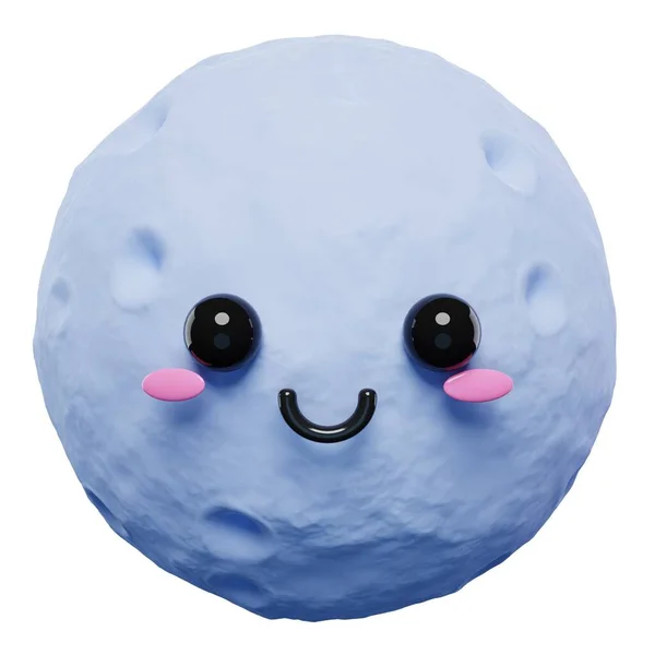 Cute and adorable 3d Moon with love eyes emoji character emoticon. 3d cartoon Moon icons.