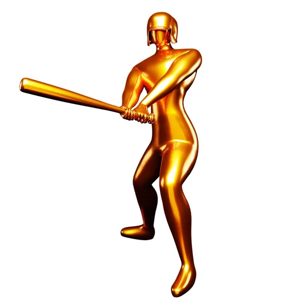 Bronze Baseball Player Clip Art Colpire Con Una Mazza Baseball — Foto Stock
