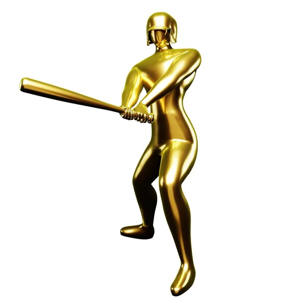 Golden Baseball Player Clip Art Colpire Con Una Mazza Baseball — Foto Stock