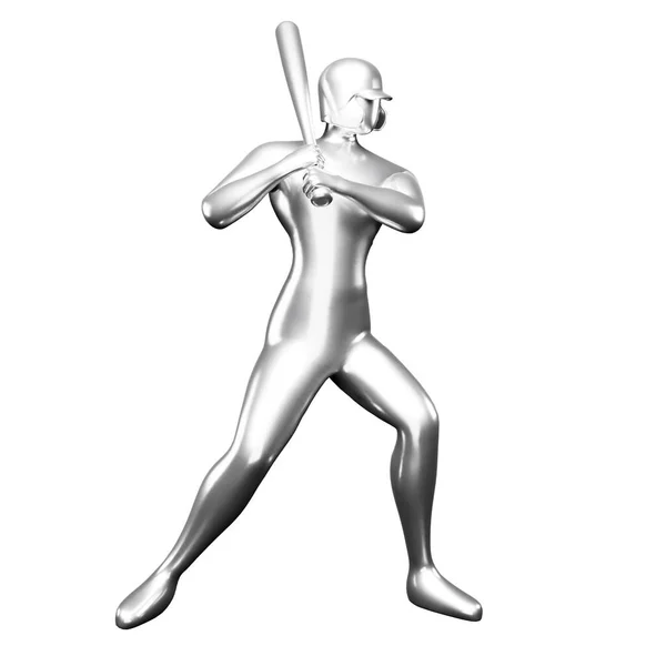 Silber Baseballspieler Clip Art Hält Einen Baseballschläger Der Hand Von — Stockfoto