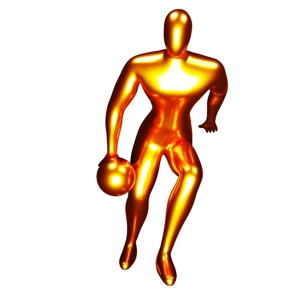 Figura Giocatore Pallacanestro Bronzo Facendo Dribble Posa — Foto Stock