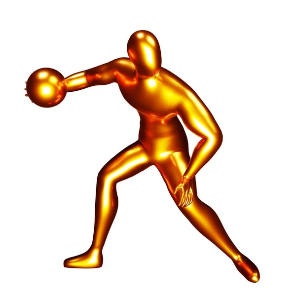 Figura Jugador Baloncesto Bronce Haciendo Pose Drible —  Fotos de Stock