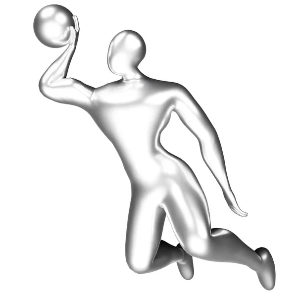 Silber Basketballspieler Figur Tun Slam Dunk Pose — Stockfoto