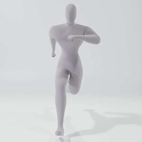 白地を走る男の3Dイラスト 人間のキャラクターの3Dレンダリング — ストック写真