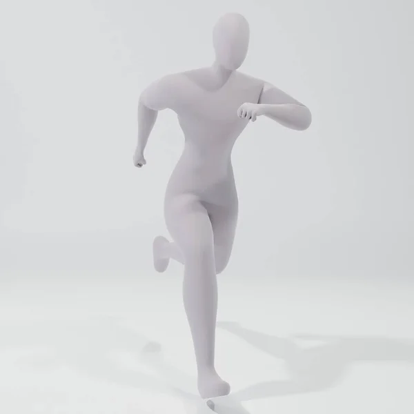 白地を走る男の3Dイラスト 人間のキャラクターの3Dレンダリング — ストック写真