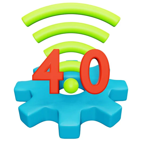 3D Gerçekçi Wifi Gear Simgesi. 3D Endüstri 4.0 Simgesi. Süreç Otomasyon Simgesi.