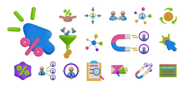 3D Gerçekçi Reklamcılık Simgesi. 3D Huni Simgesi. 3d Simgeyi Yönlendir. 3d Cpc Simgesi.