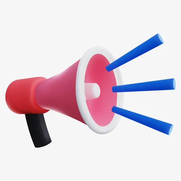 Pazarlama ve Duyurular için Mavi Ses Işınlar ile 3D Megafon Simgesi