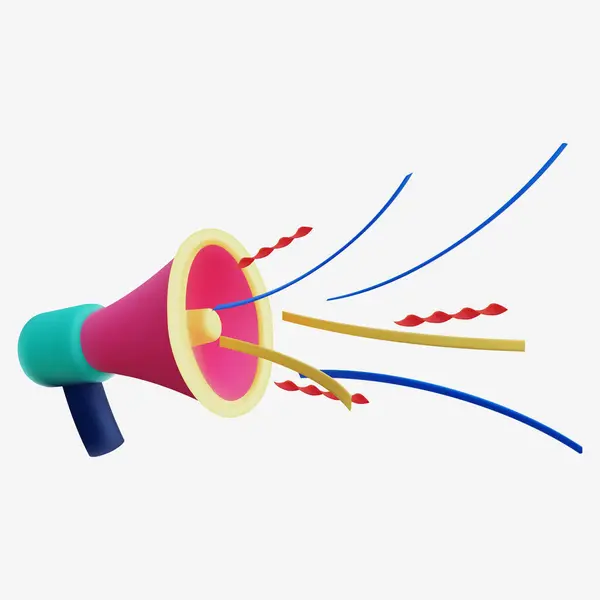 Renkli Astar Tasarımlı 3D Pembe Megafon