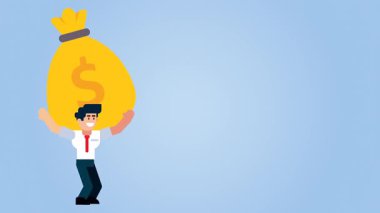İşadamı Büyük Para Çantasını Kaldırıyor Mali Başarı ve Zenginliği Sembolize Ediyor