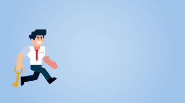 İşadamı Büyük Anahtarla Çalışıyor, Başarı ve Fırsatı Sembolize Ediyor