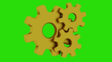 Yeşil Arkaplanda Altın Döngüleme Dişlileri Harekete Geçti