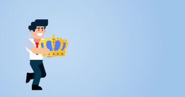 İşadamı Kavramsal Animasyon dalında Mavi Arkaplanda Yürüyor