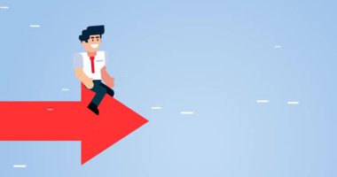 Gökyüzünde Uçan Kırmızı Ok Binen İşadamı