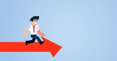 İşadamı Kırmızı Ok 'un Üzerinde Cesurca Yürüyor Yönlendirmeyi ve Hedefi Sembolize Ediyor