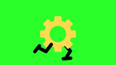 Hızı, ilerlemeyi, verimliliği ve hareket kabiliyetini sembolize eden öne doğru koşan bacakları olan bir vites simgesi. Çalışma, teknoloji, mekanik, iyileştirme ve zaman yönetimi konseptleri için mükemmel.