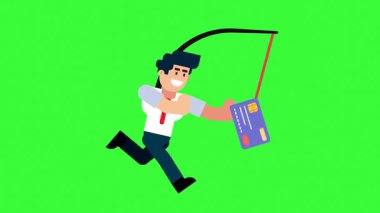 Animated Character Chasing Credit Card for Financial Goals