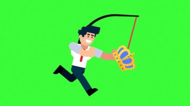 Animated Character Chasing Crown for Success