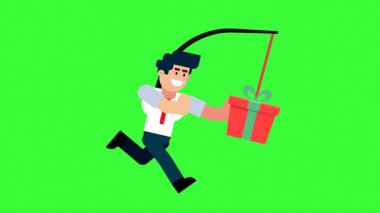 Animated Character Chasing Reward Gift for Achievement