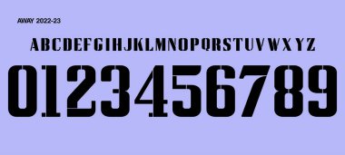 yazı tipi vektör takımı 2022 - 2023 kit spor tarzı yazı tipi. Gerçek Madrid yazı tipi. Futbol tarzı askeri yazı tipi. Futbol takımı için spor stili harfler ve numaralar
