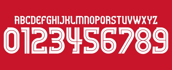 font vektör takımı 2014-2015 kit spor yazı tipi. İçinde çizgiler olan futbol tarzı yazı tipi. Liverpool ev yazı tipi İngiltere takımları. Birinci lig. Futbol takımı için spor stili harfler ve numaralar