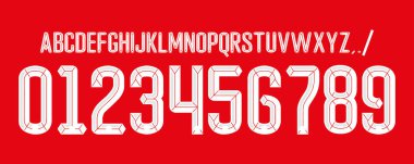 puma ve Arsenal yazı tipi vektör takımı 2015 - 2016 kit spor tarzı yazı tipi. İçinde çizgiler olan futbol tarzı yazı tipi. yazı tipi dünya kupası. Futbol takımı için spor stili harfler ve numaralar