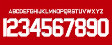 yazı tipi vektör takımı 2023 - 2024 kit spor tarzı yazı tipi. Arsenal futbol tarzı yazı tipi. Birinci lig. Topçu futbolu. Futbol takımı için spor stili harfler ve numaralar