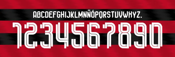 yazı tipi vektör takımı 2023 - 2024 kit spor tarzı yazı tipi. Çizgileri olan futbol tarzı yazı tipi. Flamengo yazı tipi. Mengao 'da. Futbol takımı için spor stili harfler ve numaralar. Lig Brezilya.