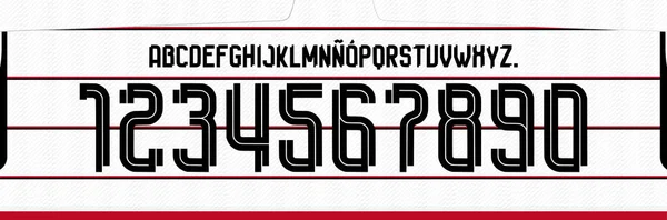 yazı tipi vektör takımı 2023 - 2024 kit spor tarzı yazı tipi. Çizgileri olan futbol tarzı yazı tipi. Flamengo uzak font. Mengao 'da. Futbol takımı için spor stili harfler ve numaralar. Lig Brezilya.