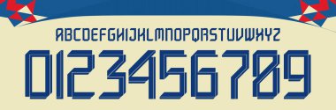 yazı tipi vektör takımı 2023 - 2024 kit spor tarzı. Çizgileri olan futbol tarzı yazı tipi. Amerika de Mexico yazı tipi. Club America Yazı Tipi. Futbol takımı için spor stili harfler ve numaralar