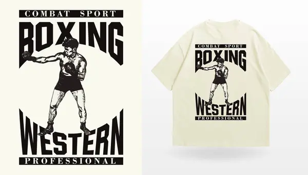 Logo sloganı grafiksel, şehir boks retro eskizi kutu adam. Batı Victoria tasarımı