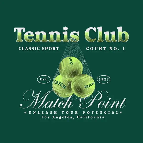 Logo sloganı grafiksel, spor ile retro tenis kulübü üniversitesi, top tenisi. Los Angeles şehri California, sağlık ve spor kulübü yaz SS25 tenis arması spor, lüks spor